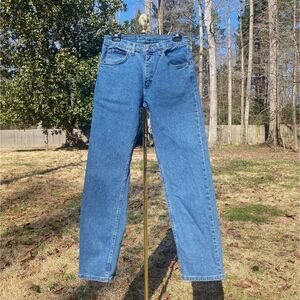 Wrangler Straight Cotton Stretch Denim Blue Jeans
